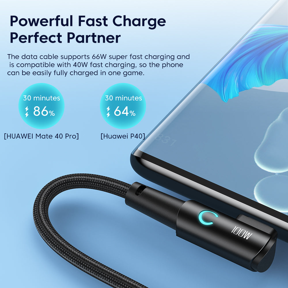 TOOCKI TQ-X25A2 100W USB-A to Type-C Right Angle Charging Data Cable, 2m TOOCKI TQ-X25A2 100W USB-A to Type-C Right Angle Charging Data Cable, 2m